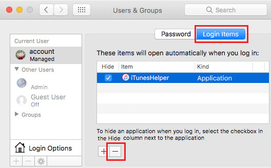 Remove Login Item on Mac