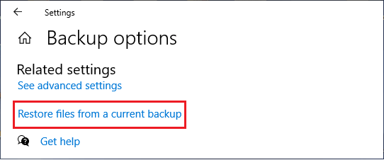 Restore Files From Current File History Backup
