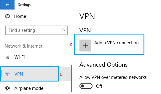 Add VPN Connection Option in Windows 10 