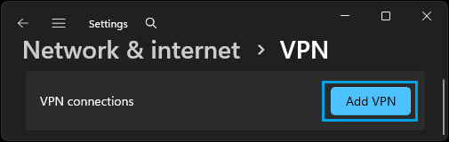 Add VPN Connection Option in Windows