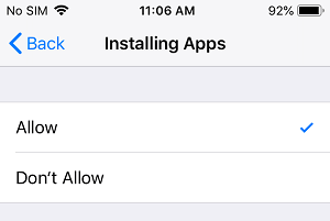 Allow Installing of Apps on iPhone