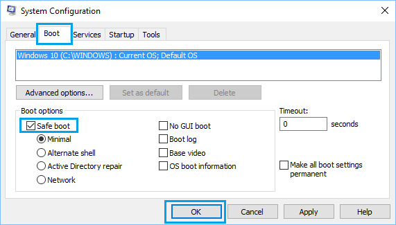 Boot Options in System Configuration Screen