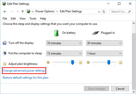 Change Advanced Power Settings Option in Windows 10