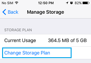 Cambiar la opción del plan de almacenamiento de iCloud en iPhone