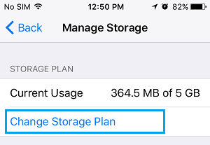 Change iCloud Storage Plan Option on iPhone