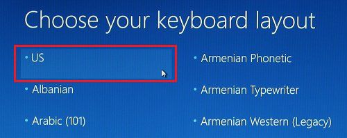 Choose Keyboard Layout in Windows 10