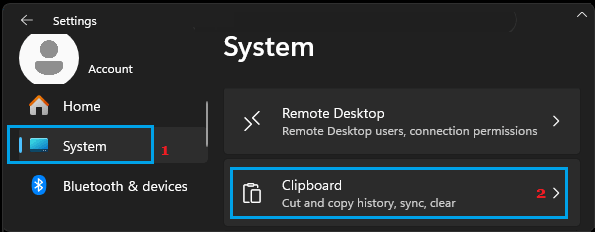 Clipboard Settings Tab in Windows