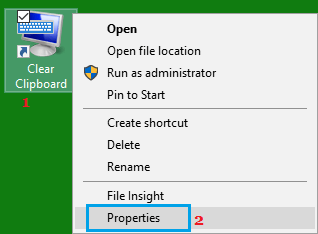 Clear Clipboard Properties Option 