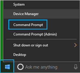 Windows 10 Start Button and Command Prompt Tab