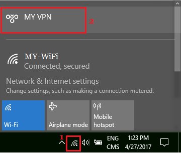 Connect to VPN From the Taskbar in Windows 10