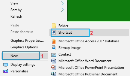 Create Shortcut Option in Windows Contextual Menu