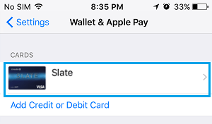 List of Credit Cards in Apple Pay on iPhone