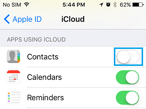 Disable iCloud Contacts On iPhone