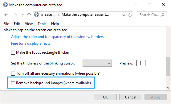 Disable Remove Background Images Option in Windows 10