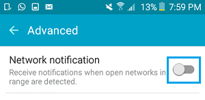 Disable WiFi Network Notifications Option On Android Phone