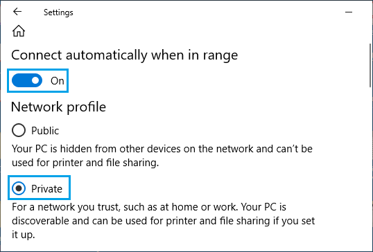 Set Network As Private And Connect Automatically