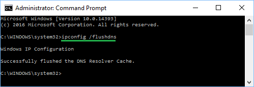 ipconfig flushdns Command in Windows 10 