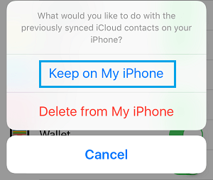 Keep Previously Synced Contacts On iPhone