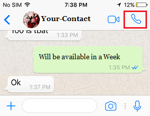 Place WhatsApp Call from Chats Screen on iPhone
