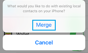 Merge iPhone Local Contacts to iCloud 