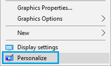 Personlaize Option in Windows 10