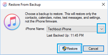 Restore iPhone From Backup Pop-up