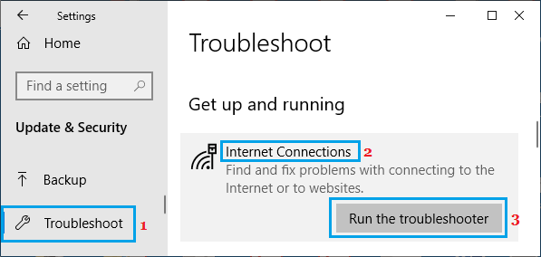 Run Internet Troubleshooter on Windows PC