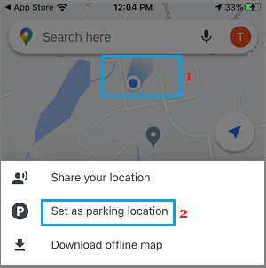 Set As Parking Location Option in Google Maps