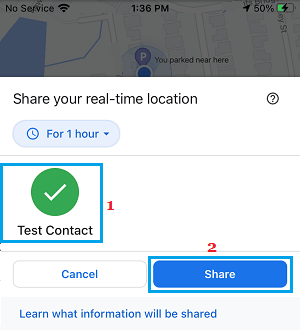 Share Location Using Google Maps