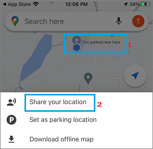 Share Your Location Option in Google Maps