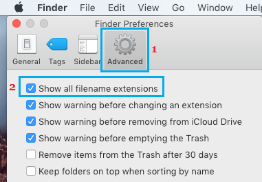 Show Filename Extensions For All Files on Mac