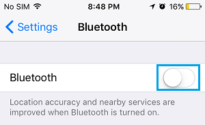 Turn OFF Bluetooth On iPhone