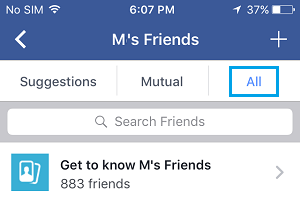 Search All Friends Option on Facebook