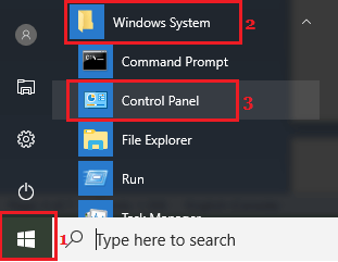 Open Control Panel in Windows 10
