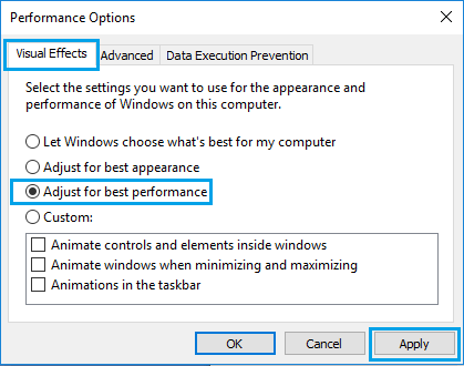 Passen Sie Die Visuellen Effekte Für Die Beste Leistung In Windows An