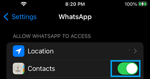 Allow WhatsApp To Access Contacts on iPhone