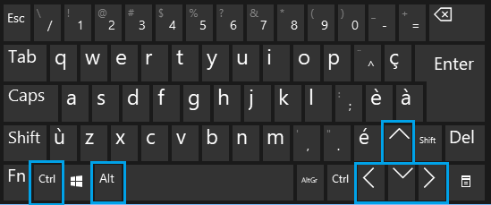 CTRL, ALT a šipky v počítači se systémem Windows