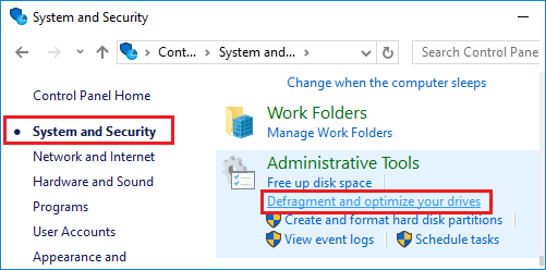 Defragment and Optimize Drive Option in Windows 10