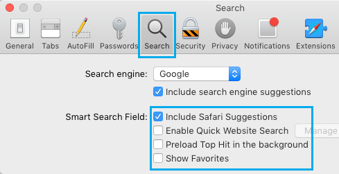 Disable Preload Top Hit in Background Option in Safari Browser on Mac