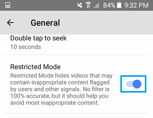 Enable Restricted Mode in YouTube App On Android Phone