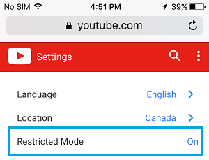 Enable Restricted Mode in YouTube
