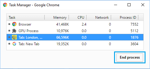 End Process in Chrome Task Manager