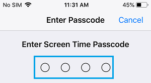 Enter Screen Time Passcode