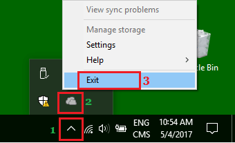 Exit OneDrive in Windows 10