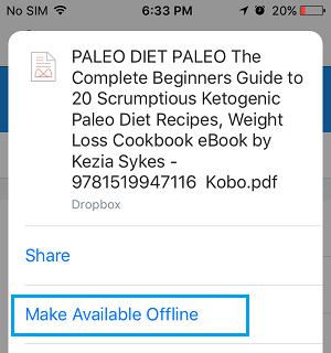 Make Downloaded File Available Offline in Dropbox