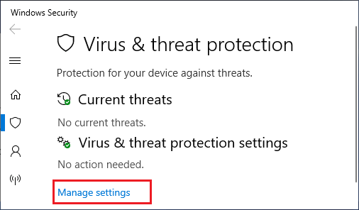 Manage Virus & Threat Protection Settings in Windows 10