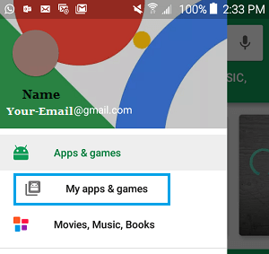 My Apps & Games option in Google Play Store