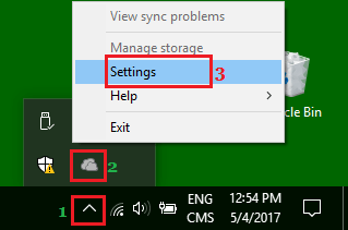 Onedrive-Einstellungsoption In Windows 10