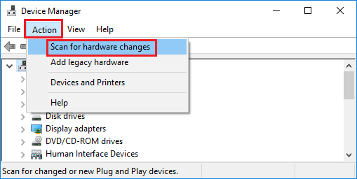 Scan For Hardware Changes in Device Manager