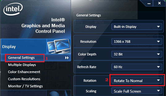 Painel De Controle de gráficos e mídia no Windows 10